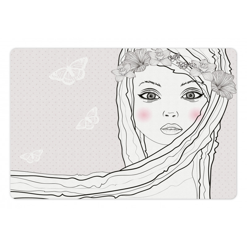 Girl with Floral Hair Pet Mat