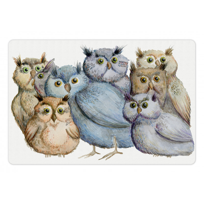 Owl Family Portrait Art Pet Mat