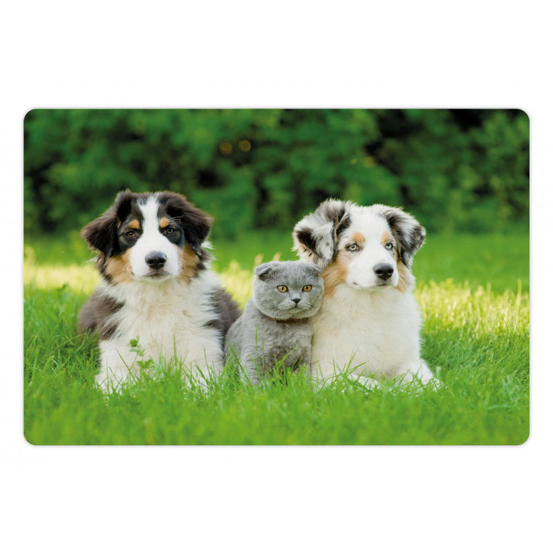 Puppy Family in Garden Pet Mat