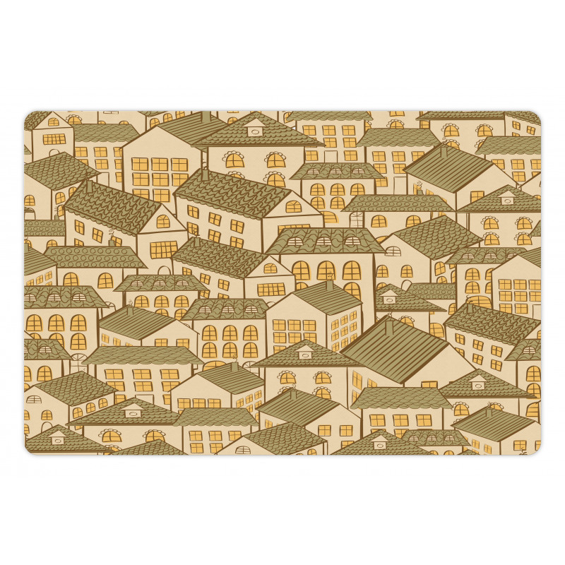 Village Town Houses Roofs Pet Mat