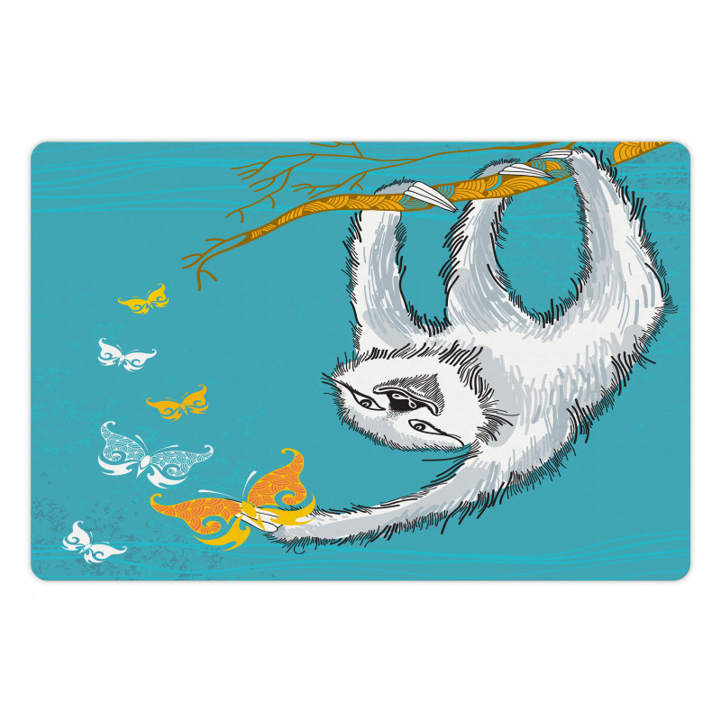 Sketchy Sloth Butterflies Pet Mat