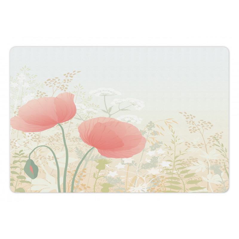 Wild Poppy Blooms Rural Pet Mat