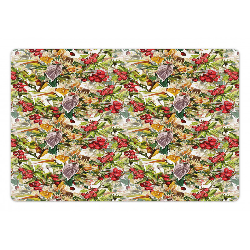 Flower Berries Rustic Art Pet Mat