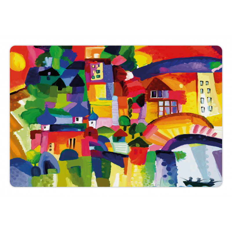 Modern Vivid Buildings Pet Mat