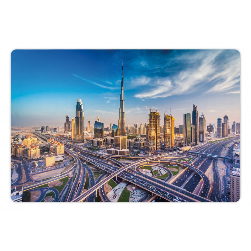 Panoramic Dubai Traffic Pet Mat