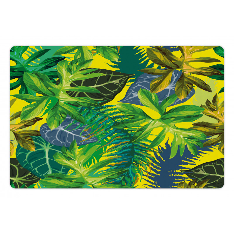 Exotic Leaves Watercolor Pet Mat