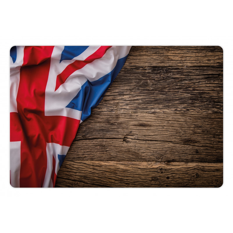 Flag on Oak Board Pet Mat