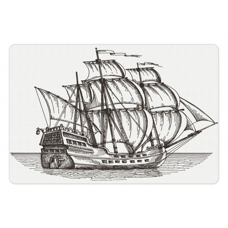 Retro Ship on Water Pet Mat