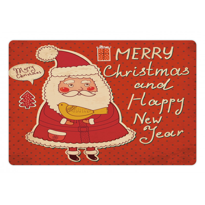 Santa and Yellow Bird Pet Mat