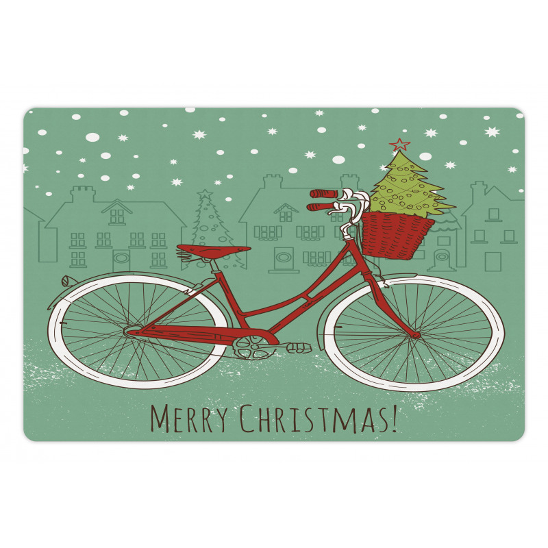 Retro Bike Xmas Trees Pet Mat