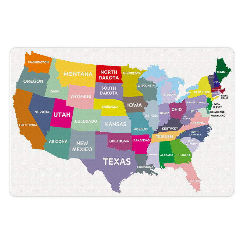 USA Map Colorful States Pet Mat