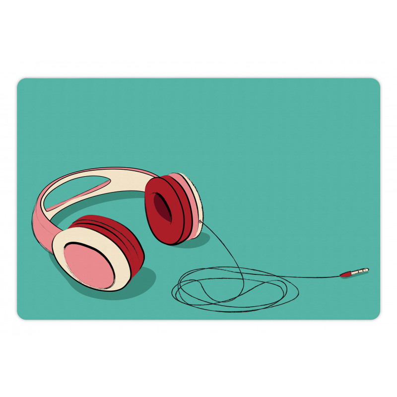 Cool Pink Retro Earphones Pet Mat