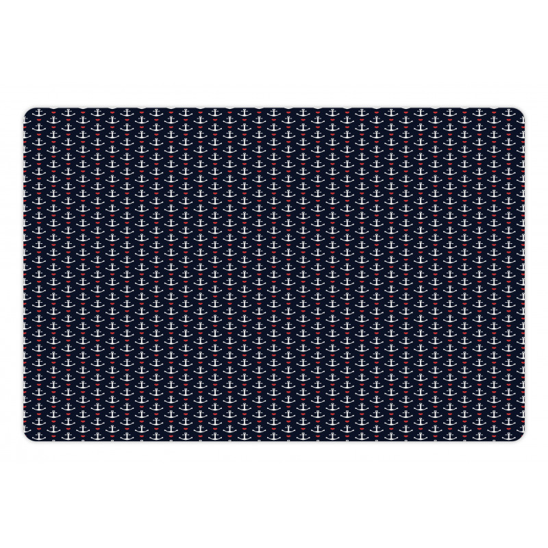 Small White Anchors Pet Mat