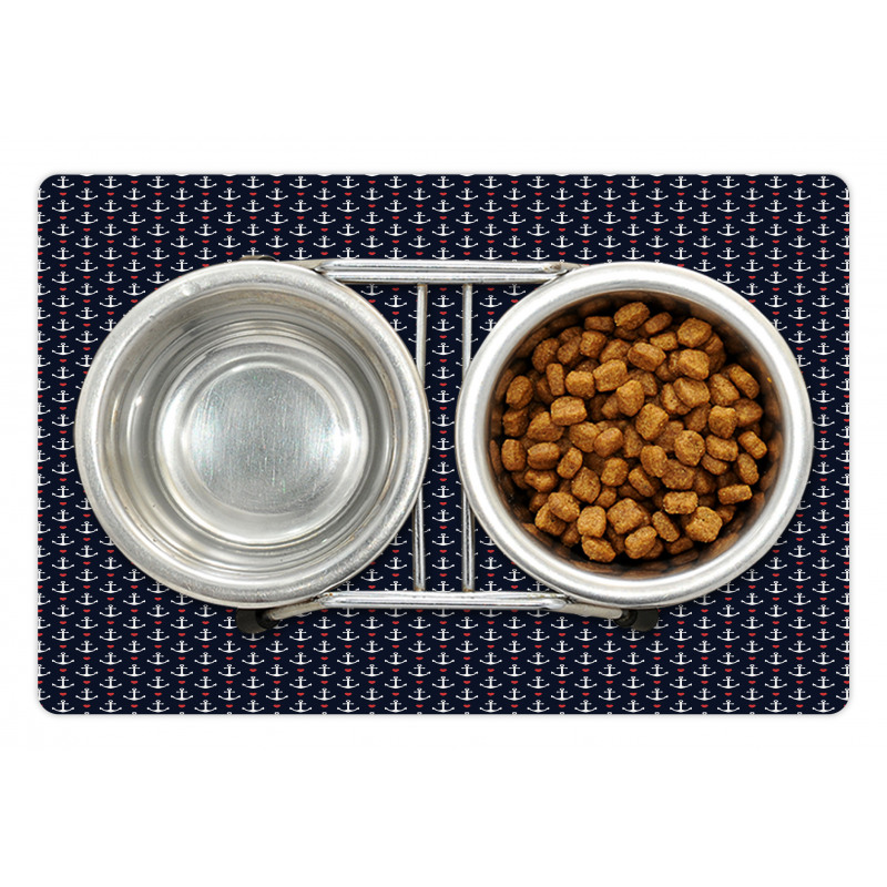 Small White Anchors Pet Mat