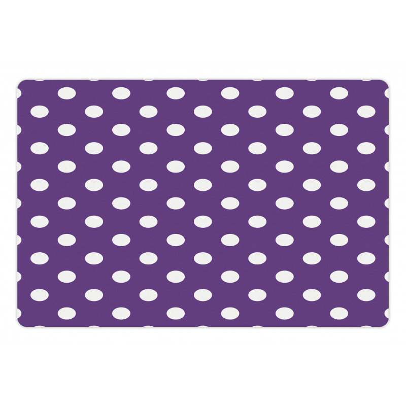 White Polka Dots Retro Pet Mat