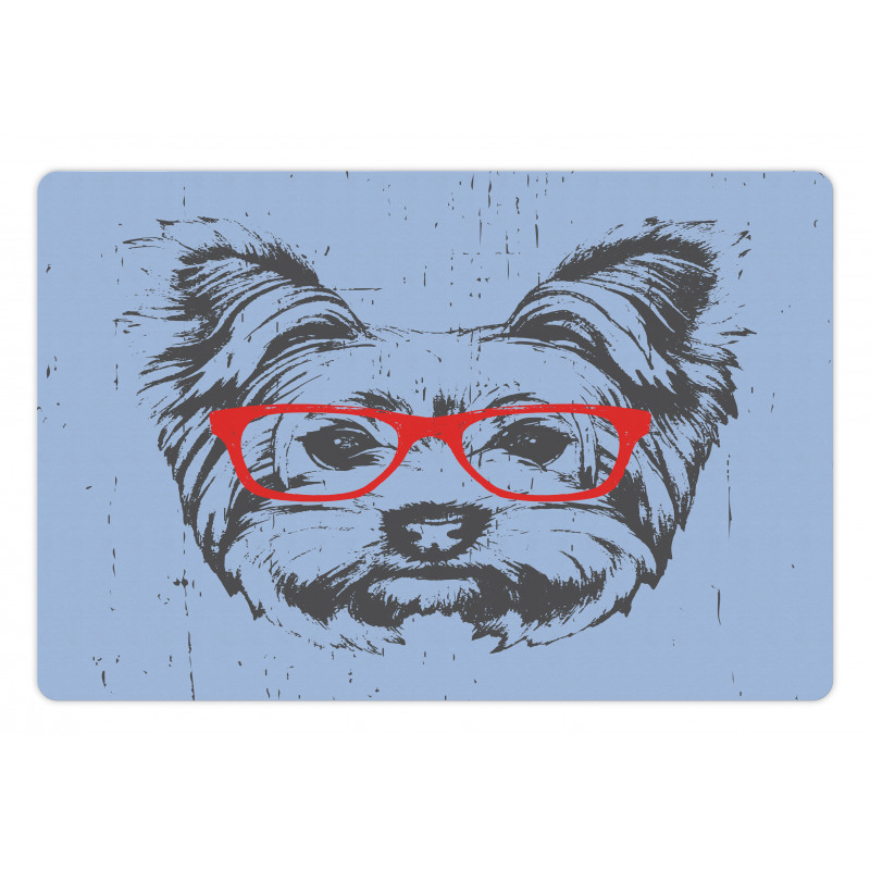 Fun Portrait Red Glasses Pet Mat