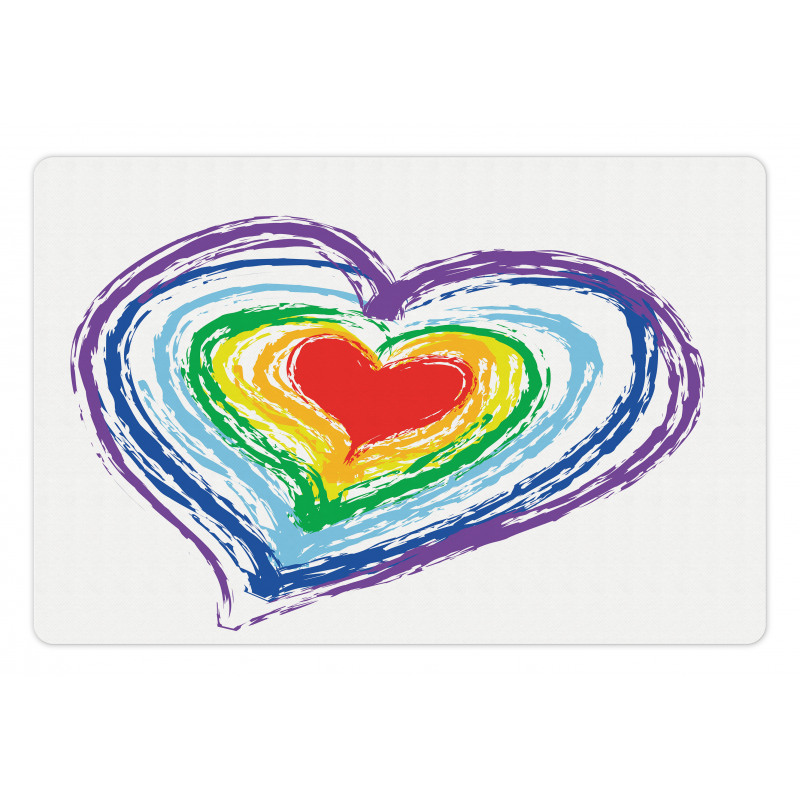 Nested Rainbow Heart Pet Mat