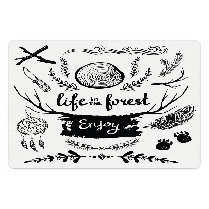 Antlers Tree Feathers Pet Mat