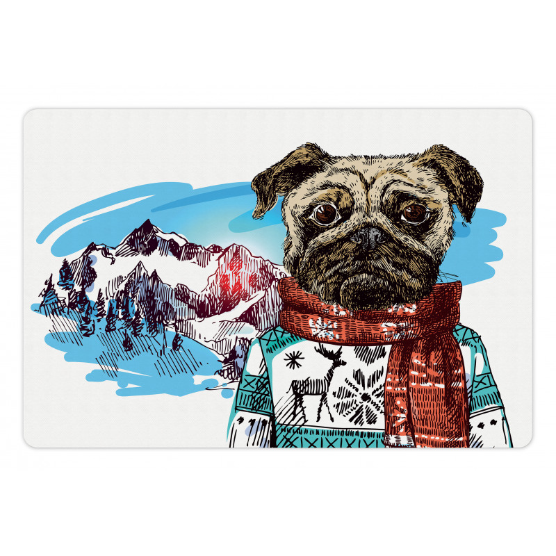 Sketch Style Dog Doodle Pet Mat