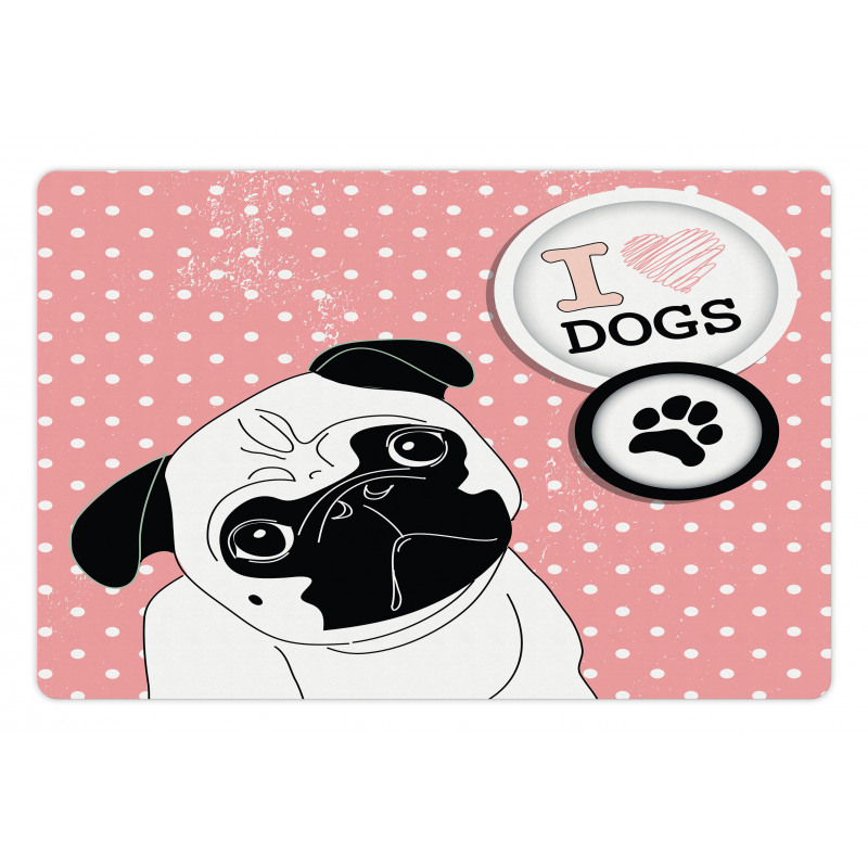 I Love Dogs Paw Print Logo Pet Mat