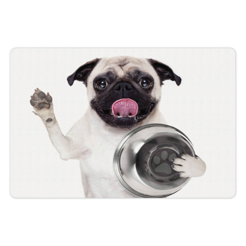 Dog Holding Food Bowl Pet Mat