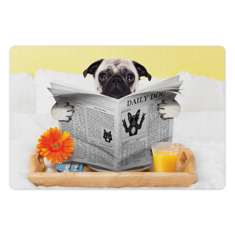 Pug Reading News Daily Dog Pet Mat