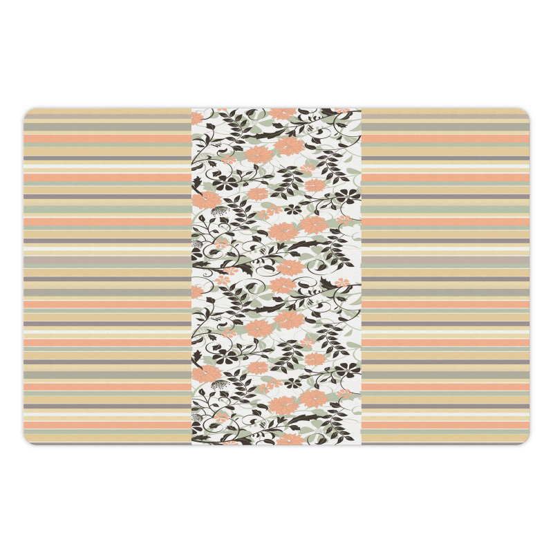 Floral Ornate and Stripes Pet Mat