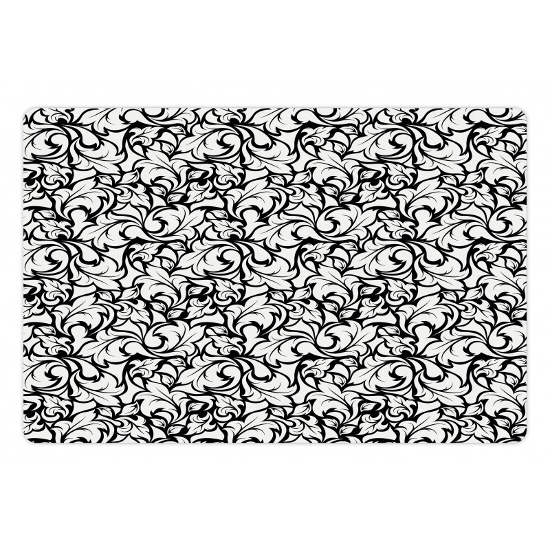 Monochrome Leaves Garden Pet Mat