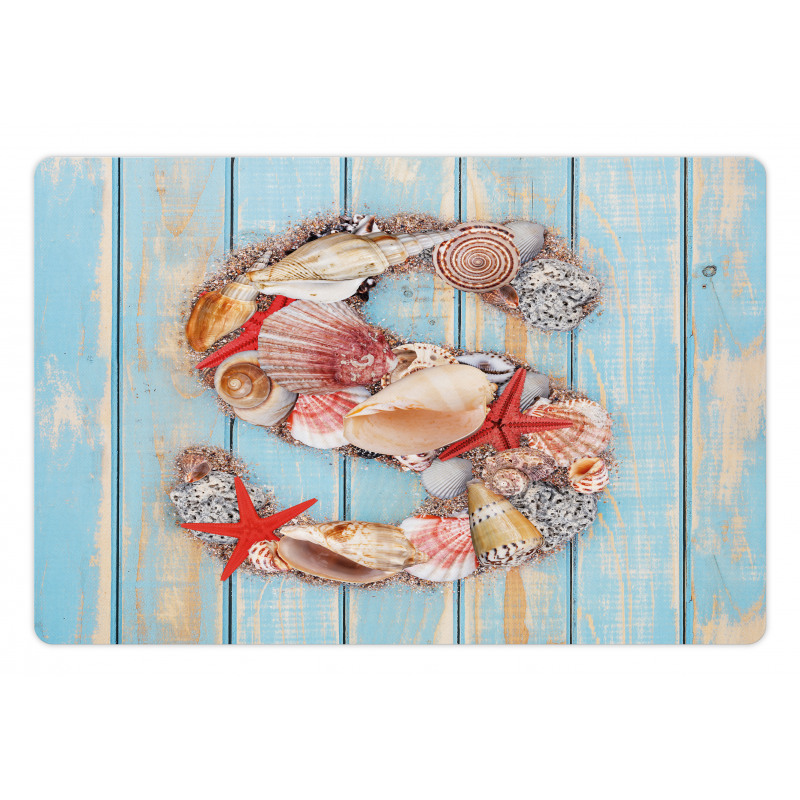 S Seashells Nautical Pet Mat