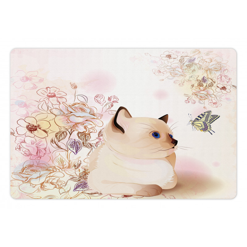 Pastel Kitty and Butterflies Pet Mat