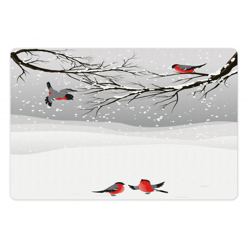 Wintertime Cartoon Birds Pet Mat