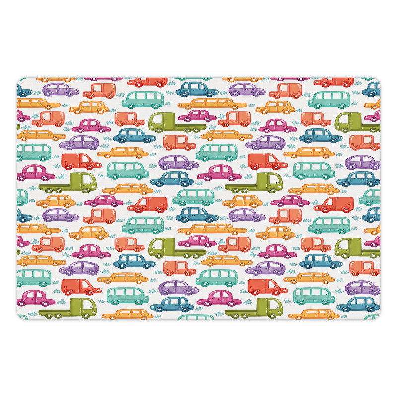 Vibrant Doodle Style Rides Pet Mat