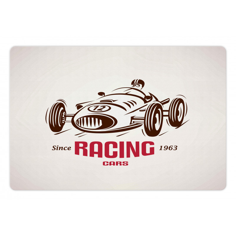 Retro Race Car Emblem Pet Mat