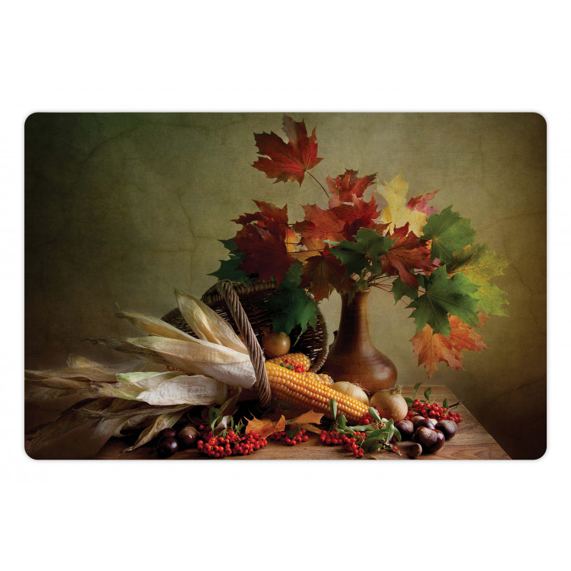 Fall Vegetables Leaves Pet Mat