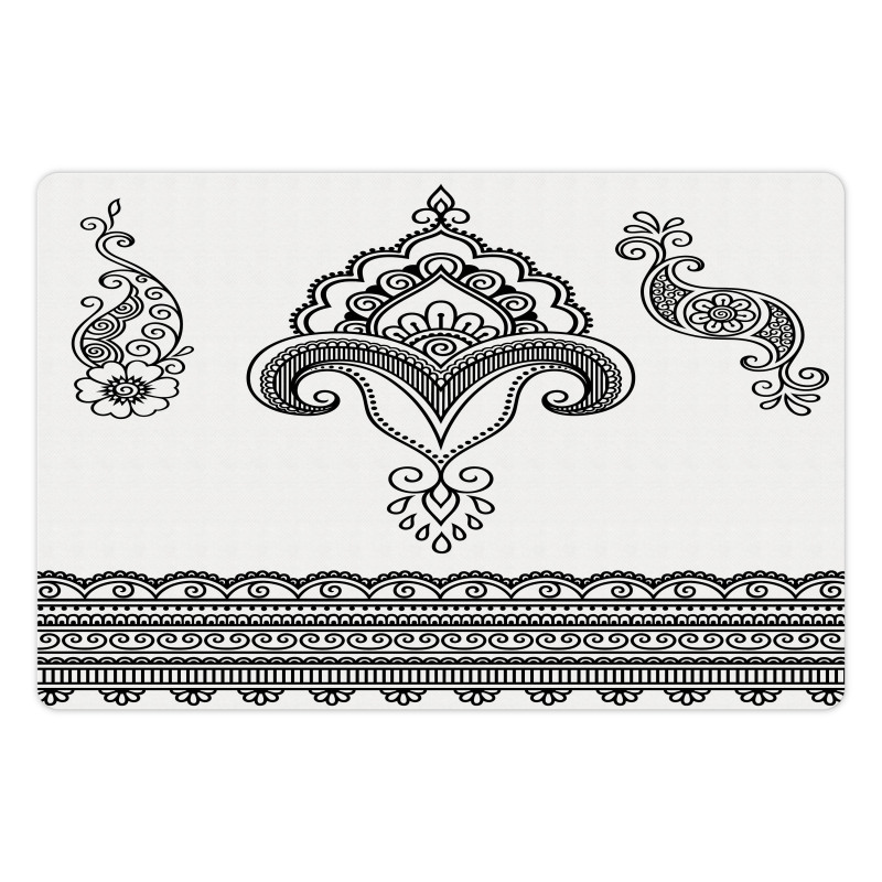 Floral Pattern Doodle Ornate Pet Mat