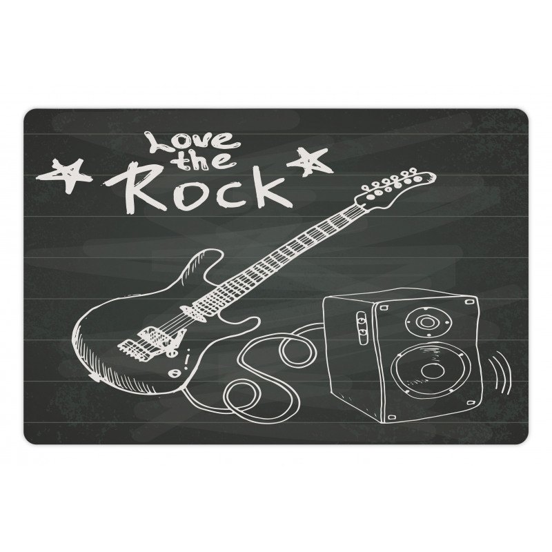 Love Rock Music Sketch Pet Mat