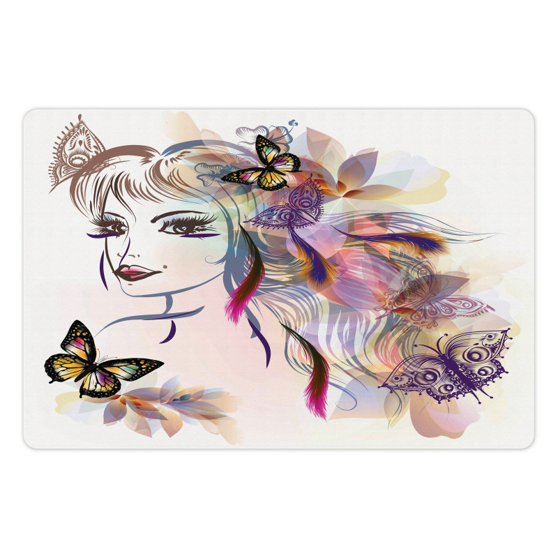 Butterflies with Girl Pet Mat