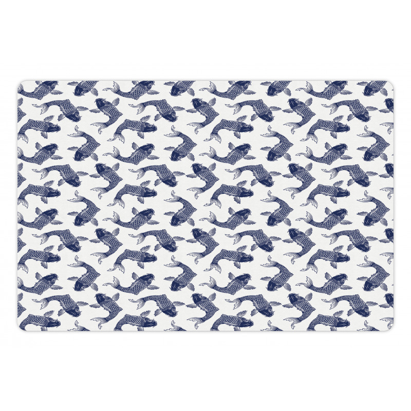 Japanese Carp Sketch Pet Mat