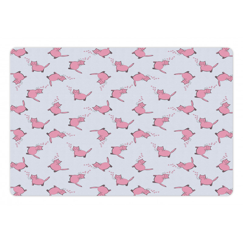 Romantic Pink Kittens Pet Mat