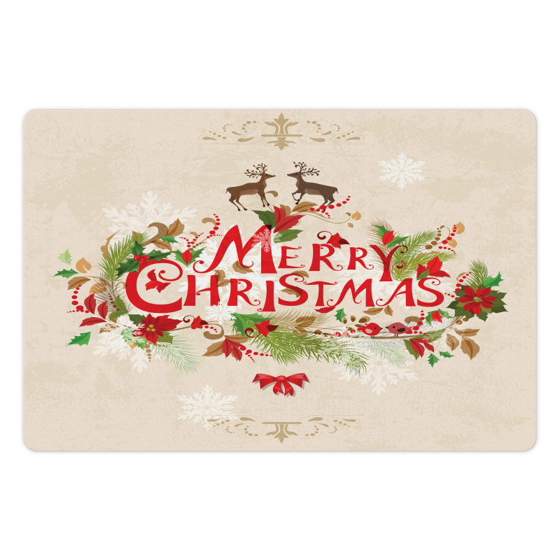 Floral Merry Xmas Pet Mat