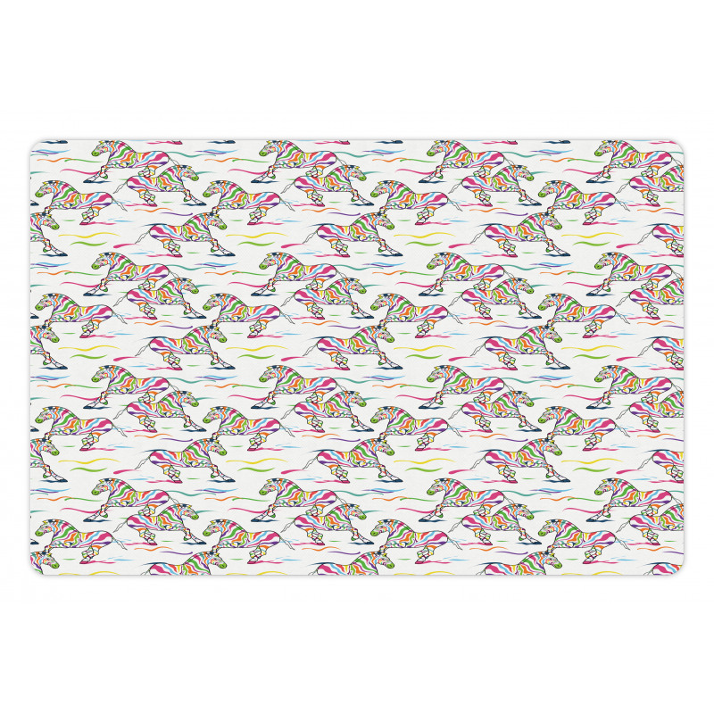 Running Colorful Animals Pet Mat