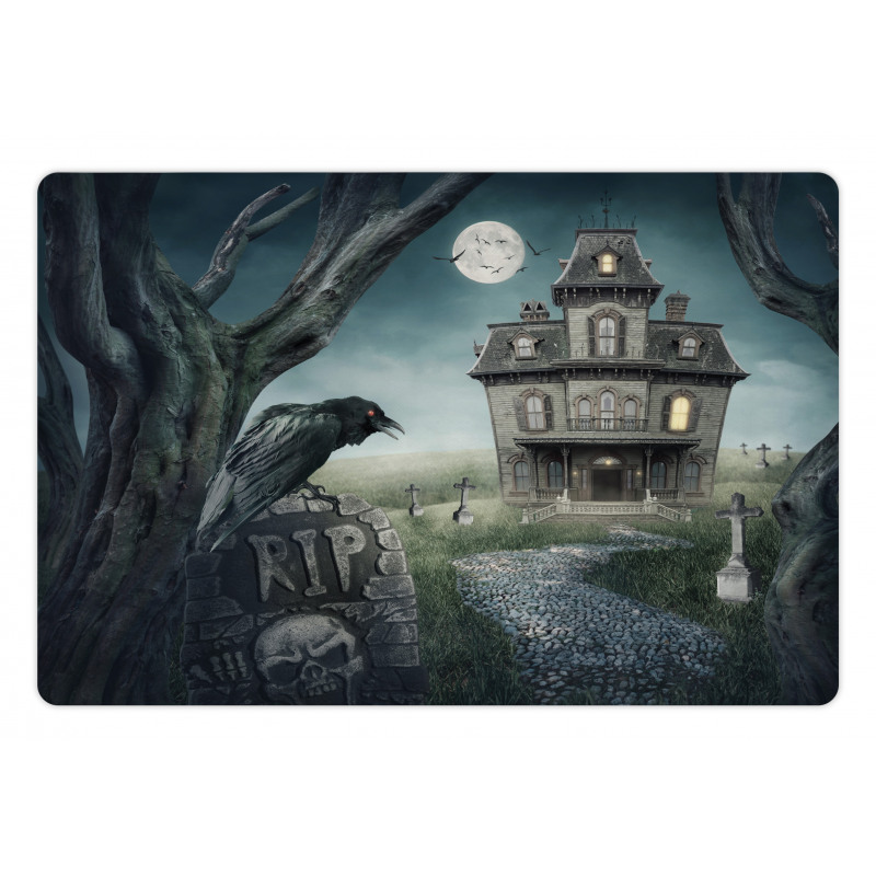 Haunted House Crow Tomb Pet Mat