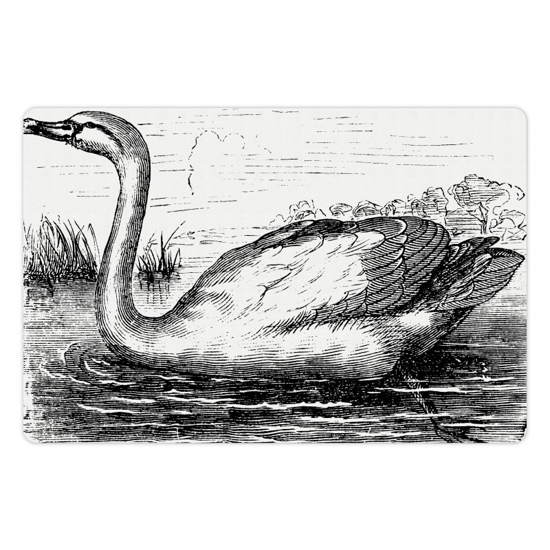 Hand Drawn Swan Design Pet Mat