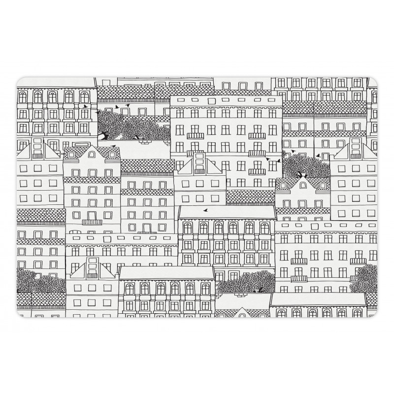 Hand Drawn Houses Town Pet Mat