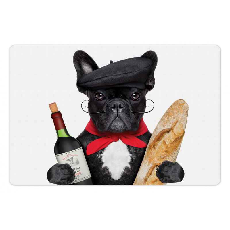 French Dog Red Wine Pet Mat