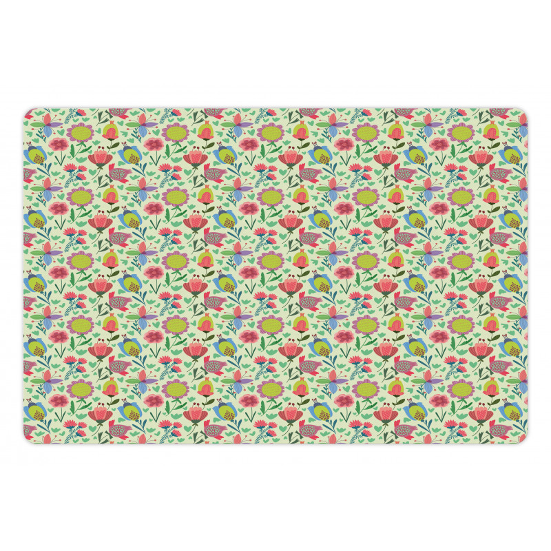 Doodle Blooming Tulips Pet Mat