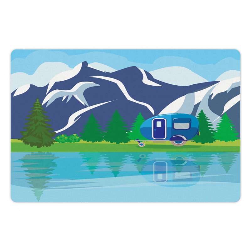 Cartoon Lake Landscape Pet Mat