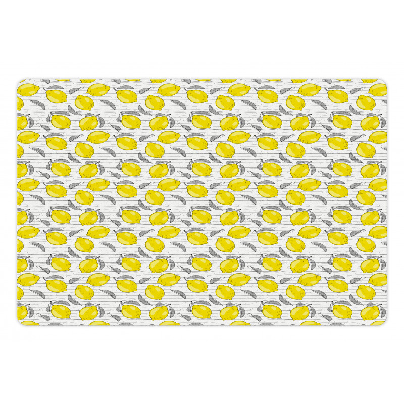 Sketched Lemon Pattern Pet Mat