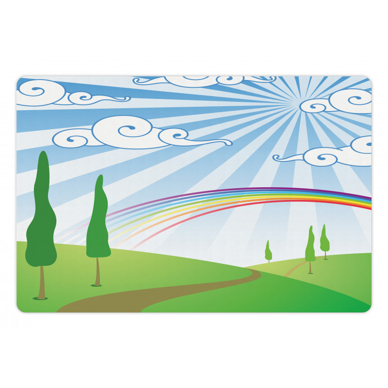 Rainbow on a Meadow Road Pet Mat