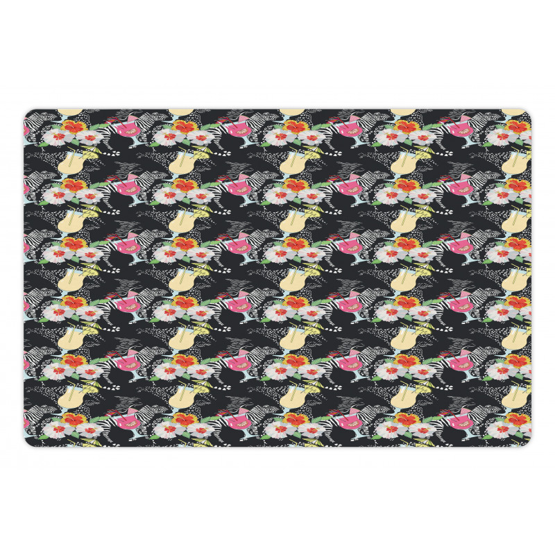 Cocktails Hibiscus Zebra Pet Mat